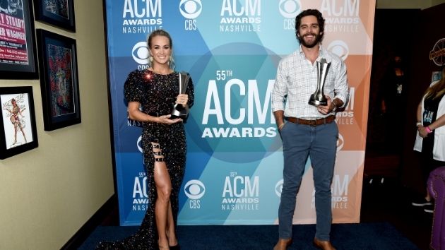 Carrie Underwood and Thomas Rhett make ACM Awards history, tying for Entertainer of the Year
